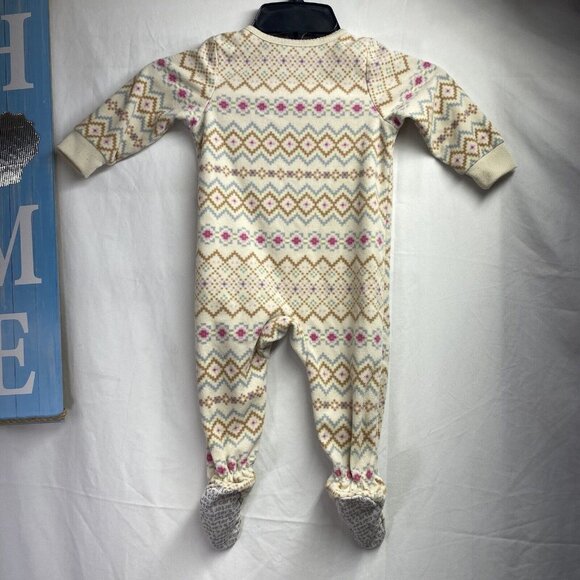 CARTER'S Long Sleeve Bodysuit Sleep And Play Girls12 Month Cream Full Zip/Snap - Picture 9 of 16
